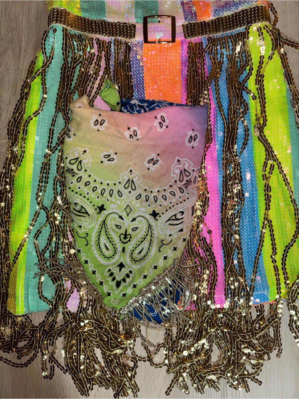 Multicolor Sequin Mini Dress with Bandana - Picture 13 of 13